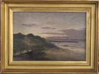Auktion 339 / Los 4017 <br>William HENRIKSEN (1880-1964), Küstenlandschaft, Öl/Leinwand, gerahmt, RG 30,5 x 40cm. rücks. Auktionsetikett Bruun Rasmussen, Kobenhaven