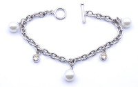 Auktion 336 / Los 1002 <br>Armband mit Perlen, Sterlingsilber 925/000, L. 20cm, 21,1g.