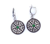 Auktion 336 / Los 1015 <br>Paar Ohrhänger mit Farbsteinen, Silber 925/000 und Metall, L. 3,4cm