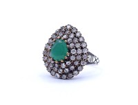 Auktion 336 / Los 1016 <br>Ring mit Farbstein, Silber 925/000 und Metall, RG 56