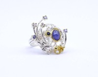 Auktion 336 / Los 1025 <br>Silberring mit Amethyst, tw. vergoldet, 8,3g., RG 53