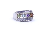 Auktion 336 / Los 1028 <br>Multicolor Silberring 0.925, 7,5g., RG 55, Peridot,Topas,Amethyst,Rhodolith etc.