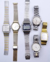 6 Herren Armbanduhren, Quartzwerke, Dugena,Seiko,Tissot,Stowa und Regent,Tissot Sek.Zeiger lose, Funktionen nicht überprüft, Alters-und Gebrauchsspuren