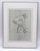 Auktion 336 / Los 5006 <br>anonyme Aktzeichnung , aber wohl Hans GARTMEIER (1910-1986)    ger/glas, RG 40x30 cm