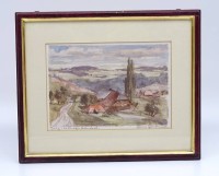 Auktion 336 / Los 5010 <br>Hans GARTMEIER (1910-1986) , handcolorierte Lithografie, Landschaft, ger/Glas, RG 26x30 cm