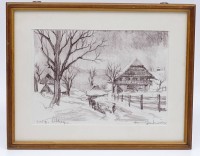 Auktion 336 / Los 5012 <br>Hans GARTMEIER (1910-1986)  "Winterlandschaft", orig. Lithografie, ger/glas, RG 22x28 cm