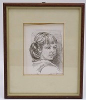 Auktion 336 / Los 5013 <br>Hans GARTMEIER (1910-1986) "Mädchenportrait"orig. Litho, ger/glas, RG 23x19 cm
