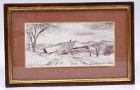 Auktion 336 / Los 5015 <br>Hans GARTMEIER (1910-1986)  "verschneites Bauernhaus" Lithografie, ger/Glas, RG 19x29 cm