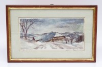 Auktion 336 / Los 5017 <br>Hans GARTMEIER (1910-1986)  "Winterlandschaft orig. Farb-Lithografie, ger/glas,  17x27 cm