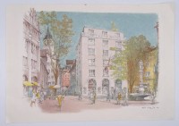 Los  <br>Alfred KOELLA (1913-2007) 1987, "Ansicht Zürich mit Zeughauskeller" Lithografie, BG 35x50 cm