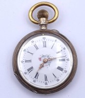 Auktion 500011 / Los  <br>kl. Taschenuhr, Silbergehäuse 0.800, mechanisch, Werk läuft,D. 34mm, Deckel lose