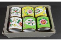 Auktion 369<br>6x emaill. Serviettenringe, China um 1920, gut erhalten, H-4 cm, D-4,5 cm