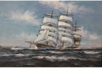 Auktion 366<br>Solaman, Vollsegler, Öl/Leinwand doubliert, schlicht gerahmt, RG 66 x 97cm.