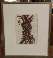 Auktion 336 / Los 5029 <br>unsignierte wohl Lithographie, modern, Grieshaber?, gerahmt/Glas, RG 45 x 38cm.