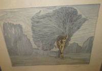 Auktion 336 / Los 5038 <br>Ernst FUCHS (1930-2015) "Venus vor Baum" Nr. 35/250, Farbradierung, 36x47 cm, gut ger/Glas, RG 58x66 cm