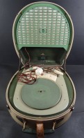 Phillips Koffer-Plattenspieler mit Lautsprecher, Funktion nicht geprüft, Gebrauchsspuren, H-18 cm, 37x36 cm