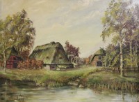 Auktion 336 / Los 4070 <br>Peters '41, Bauernkate, Öl/Hartfaser, gerahmt, RG 90 x 109cm.