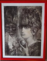 Auktion 336 / Los 5045 <br>Kunstdruck nach Prof. Ernst Fuchs, in Platte bezeichnet, dat. 1977/78, ger/Glas, RG 47x37 cm