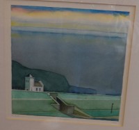 Auktion 336 / Los 4076 <br> unleserl.sign. 1994 "Banndeich" Aquarell, ger/Glas, RG 67x50 cm