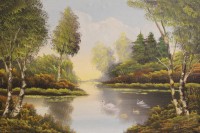 Los  <br>Bosch, romant. Landschaft, Öl/Leinwand, ungerahmt, 50 x 70cm.