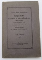 Auktion 336 / Los 3040 <br>Registrum Bonorum et lurium Ecclesiae Bremensis, Heimatbund der Männer vom Morgenstern, 1926, Paperback