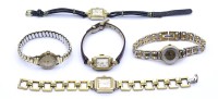 Auktion 336 / Los 2053 <br>5x Damen Armbanduhren, mechanisch und Quartz, 2x Uhren laufen, Alters- und Gebrauchsspuren