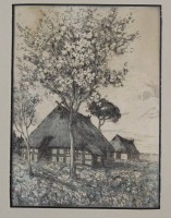 Cornelius Johannes ROGGE (1874-1936), Bauernkate, Radierung, unter Passepartout signiert, ger./Glas, RG 32,5 x 25cm.