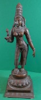 Auktion 336 / Los 15540 <br>gr. Bronze, hinduistische Göttin, H-36 cm, schöne Patina, Altersspuren