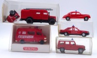 Auktion 336 / Los 12075 <br>5 x Wiking Feuerwehr Fahrzeuge, OVP