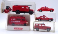 Auktion 345 / Los 12031 <br>5 x Wiking Feuerwehr Fahrzeuge, OVP