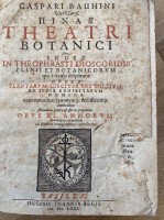Auktion 337 / Los 3014 <br>Caspari Bauhini . Prodromos theatri botanici . Basileae: Impensis Joannis Regis, 1671. 4to (26.5 cm, 10.45"). 160 pp., [6] ff.; illus, Zwei äußerst einflussreiche botanische Werke des Schweizer Botanikers, Anatomen und Arztes (1560-1624). Bauhin katalogisiert hier fast 6.000 Arten,Bauhins Abschnitt über Zea mays ist eine der frühesten Beschreibungen von Mais aus der Neuen Welt und wurde später von Linnaeus als solcher zitiert. Das Prodromos ist mit knapp =&gt; 140 Holzschnitten dargestellt, die 