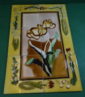 Auktion 337 / Los 9011 <br>Fliesenbild im Jugendstil, 6 Fliesen à 15x15 cm,  45x30 cm