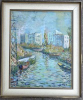 Los 4026 <br>Albert GOLDMAN (1922-2011) 1973, "Kanalansicht"&Ouml;l/Bristolkarton, gerahmt, RG 50x42 cm