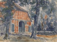 Los 4002 <br>anonymes Aquarell, Ritzebüttel Stallungen , datiert 1927, ger./Glas, RG 41 x 50cm.
