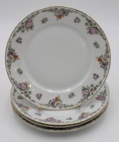 Los 8003 <br>4x Kuchenteller, Kautheim, florales Dekor, älter, D-19,5cm.