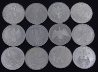 12x 10 DM Münzen - 120 Deutsche Mark, zus. 185,4g.