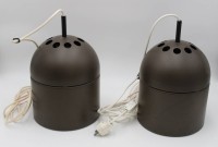Los 16000 <br>Paar Pendelleuchten, wohl 70er Jahre, Metall, ca. H-30cm D-20cm, gut erhalten