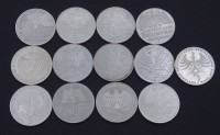 13x 5 DM Münzen = 65 Deutsche Mark, zus. 144,6g.