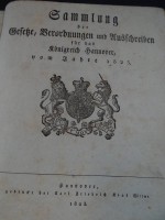 Auktion 337 / Los 3057 <br>Gesetz-Sammlung auf das Jahr 1823, Hannover, gut erhalten
