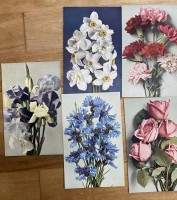Auktion 337 / Los 7089 <br>Hans HILDENBRAND (1870-1957) -5x Feldpost-Karten mit Farbfotos und Gedicht 1.Weltkrieg, 1914-18. , mit Blumenmotiven
