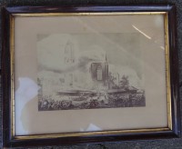 Los  <br>Lithografie "Der Brand des Frankfurter Domes 1876", alt gerahmt, RG 42x33 cm