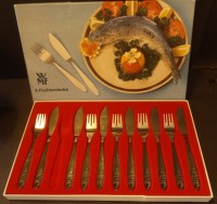 Los  <br>Fischbesteck "WMF" für 6 Personen, Edelstahl, orig. Karton