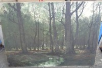 Auktion 338 / Los 4001 <br>Raphael Oskar UNVERDROSS (1873-1952) , Düsseldorf, "Wald", Öl/Leinen, 50x70 cm