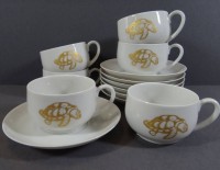 Los 8021 <br>6x Schildkröten Suppentassen mit Untertassen "Tirschenreuth" Tasse H 4,5 cm