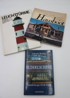 Auktion 338 / Los 3001 <br>3x div. Bücher, Leuchttürme(1986), Buddelschiffe(1996) und Hausboot (1979)