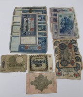 Auktion 338 / Los 6001 <br>kl. Konvolut div. Banknoten, Deutsches Reich, Altersspuren