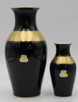 Los 8036 <br>2x Vasen, Lindner, Kobalt mit Gold, ca. H-25cm u. 15cm