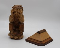 Los 15020 <br>Holzfigur auf Podest, Rübezahl, ohne Podest H-22cm.