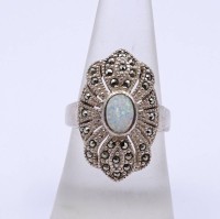 Silber Ring mit Opal und Markasiten, Sterling Silber 0.925, 6,6 g., RG 55