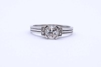 Solitär Weißgoldring 0.585 mit Altschliffdiamant ca. 0,60ct. 3,6g., RG 55